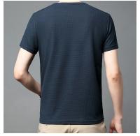 Polo de manga corta para hombre, camiseta de manga corta de algodón con cuello redondo y empalme a la moda de Polot liso con gofres, para uso diario - details 4