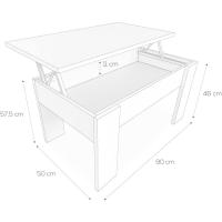 Mesa de Café Elegante Estilo Wengue 90cm de Ancho 50cm de Fondo 46/57cm de Altura - details 3