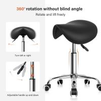 Ruedas Silla Trabajo Altura Ajustable Giratorio Taburete de Oficina con Asiento de Silla de Montar Negro - details 3