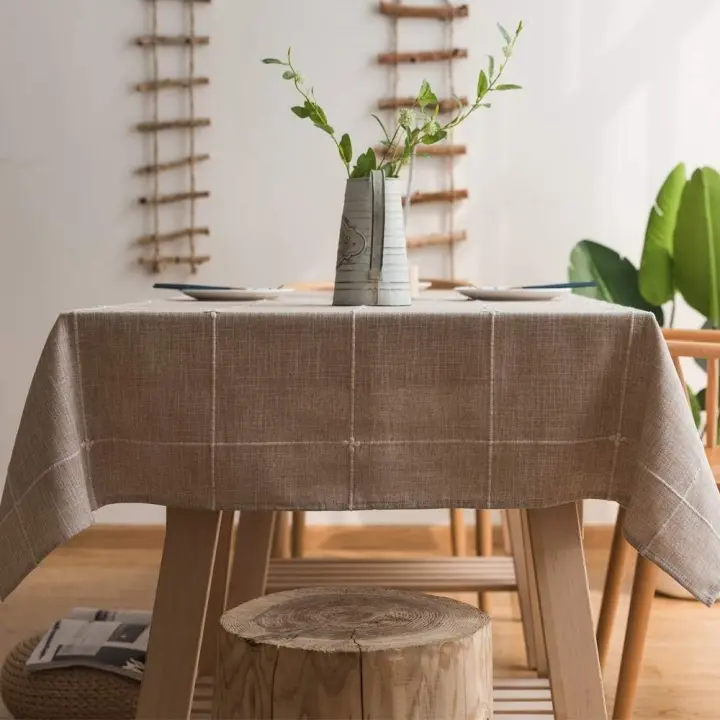 Mantel de Mesa de Lino Paño de Mesa Cuadrado de 135x135cm para Picnic y Dining - 1