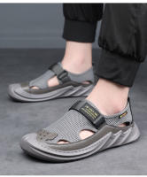 👍 🧡 🤞   Sandalias de hombre de cuero con bolsa de malla, puntera hueca, verano 2025, nuevas, transpirables, para exteriores, informales, zapatos de playa, con agujeros, estilo papá. - details 10