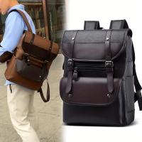 Mochila De Cuero PU minimalista Vintage de gran capacidad para viajes al aire libre - details 1