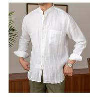 Camisa de Lino para Hombre Verano 2025 Cuello Henley Elegante Manga Larga Transpirable - details 22