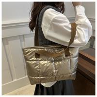 Moda señoras Tote bolsos de gran capacidad de algodón acolchado bolsa de compras rombo bolso portátil acolchado sólido para viajes de ocio - details 33