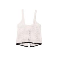 PB & ZA2025bow-tirantes con cuello en V decorados, tops cortos informales simples de calidad hueca, novedad de verano, ropa para mujer - details 2