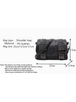 Bolso De Hombro Para Mujer Yogodlns Negro De Cuero Con Estilo Vintage Y Cráneos De Moda Con Hebels Bolso De Mano Cool - details 0
