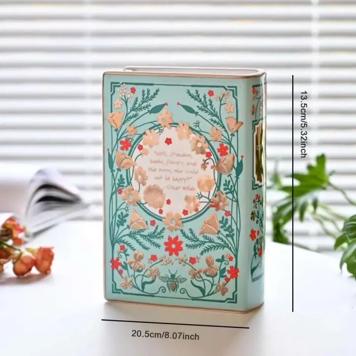 Jarrón de Cerámica en Forma de Libro de Arte Nórdico Ideal para Gabinete de Vino, Arranque de Flores en Escritorio, Decoración de Boda - 1