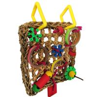 Red de escalada para pájaros, juguetes de loro tejido, mordedura de algas marinas, cuerda de cáñamo colgante, columpio, escalera de juego, masticar, forrajear, juguetes coloridos divertidos para loros - details 4