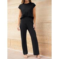 2025 Conjunto informal de punto para mujer: suéter de punto sin mangas + conjunto de dos piezas con pantalones de pierna ancha - details 4