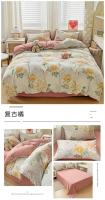 Juego de cama: Sábana ajustable de algodón lavado puro de cuatro piezas, funda de edredón, juego de tres piezas de cama individual para dormitorio de estudiantes: Sábana, funda, - details 20