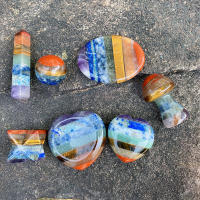 Serie de piedras de cristales curativos de 7 Chakras naturales, energía espiritual, Bola de pulgar, varita, corazón, Luna, Ángel, colgante, adorno de pirámide - details 2