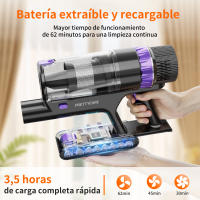 Aspiradora inalámbrica PrettyCare V900, 530W, 52000PA de potencia de succión, aspiradora con batería extraíble de 62 minutos, aspiradora de mano con pantalla táctil LED, aspiradora tipo palo para suelos de madera y alfombras - details 1
