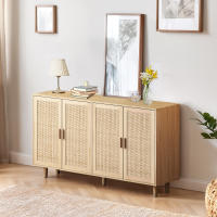 Elegante y Funcional Gabinete de Almacenamiento de Ratán de 4 Puertas 158CM - details 1