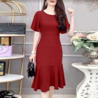 ZANZEA-Vestidos elegantes de sirena para mujer, Vestidos de fiesta ajustados con dobladillo con volantes y manga corta a la moda, bata Lisa Vintage de verano - details 1