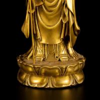Adorno de latón pequeño que presenta bronce haciendo grandes deseos estatua de Buda de pie Ksitigarbha Bodhisattva de gran tamaño - details 7