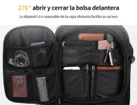 Mochila de gran capacidad para hombre, bolsa de viaje con compartimento para zapatos, capacidad expandible, con interfaz USB - details 6