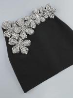 Conjunto de Vestido y Falda Mini de Manga Larga Estilo de Turtén Brillante con Diamantes - details 17