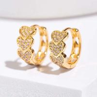 Pendientes chapados en oro con forma de corazón de circonio de acero inoxidable para mujer, regalo de joyería 2024 - details 7