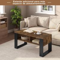 Mesa Central Baja con 2 Niveles Mesita Lateral para Sofá Mesa de Café con Comportamientos - details 5