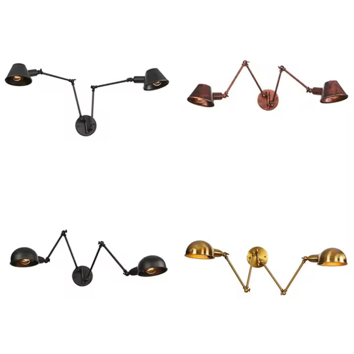 Lámpara de pared de doble brazo oscilante para interiores, candelabro moderno para dormitorio, luz de lectura, decoración de iluminación E27, novedad - 1