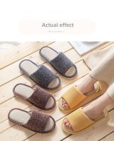 Zapatillas de lino de algodón para mujer, antideslizantes, para interior, acoplador para el hogar, plataforma de primavera y otoño, suelo de fondo suave durante todo el año - details 6