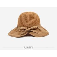 Sombrero para el sol versión coreana femenina alfabeto sombrero de cubo sombrero de paja tejido hueco grandes alerones espalda dividida tenedor sombrero para el sol playa protección solar - details 10