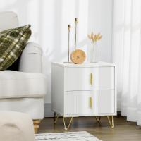 2 Cajones Mesa de Noche Moderna con Patas de Metal Carga 40 kg para Salón Dormitorio 40x40x47 cm Blanco - details 6