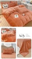 Juegos de cama a rayas de terciopelo de leche, ropa de cama gruesa, funda de edredón, Sábana, funda de almohada, decoración de dormitorio, cálido, invierno, cuatro piezas - details 15