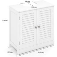 Armario bajo lavabo, corte en forma de U, mueble bajo lavabo con 2 puertas de persiana y 2 estantes, armario de suelo de baño, 60x30x60cm - details 11