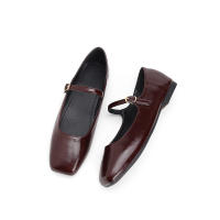 Zapatos planos de mujer estilo francés, primaverales, nuevos, de cuero suave, con hebilla de una palabra, punta cuadrada, boca poco profunda, temperamento retro, estilo Mary Jane. - details 46