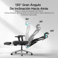 Ergonomica Escritorio, Silla Oficina Soporte Lumbar, Silla de Ordenador reclinable de ángulo Grande, Respaldo de , Negra - details 13