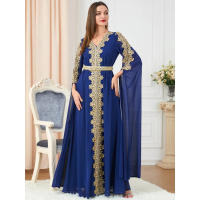 Vestido Abaya de Manga Súper Larga con Bordado para Mujeres de Dubái, Talla Grande - details 9