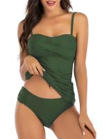 Traje de baño básico de una pieza talla grande XXL con giro frontal, tankini para mujer, ropa de playa de color sólido, traje de baño, conjunto de bikini - details 6