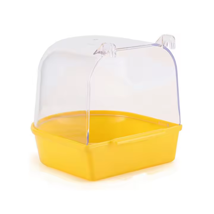 Bañera colgante para loros, fácil de instalar, accesorios para jaula canaria, caja de baño para pájaros domésticos, cuenco de ducha de agua para loros, jaula para pájaros C - 1