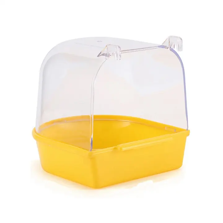 Bañera colgante para loros, fácil de instalar, accesorios para jaula canaria, caja de baño para pájaros domésticos, cuenco de ducha de agua para loros, jaula para pájaros C - 1