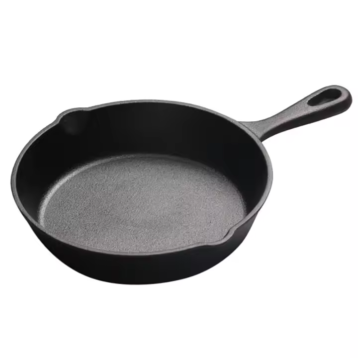 Sartén de hierro fundido, Sartenes para freír, sin químicos, duradera, para uso interior y exterior, estufa negra B - 1