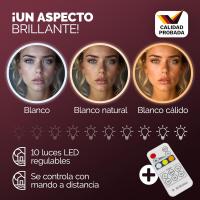 Tocador de Maquillaje Luces Led 110x40x140cm Brillo Regulable Espejo Blanco - details 9