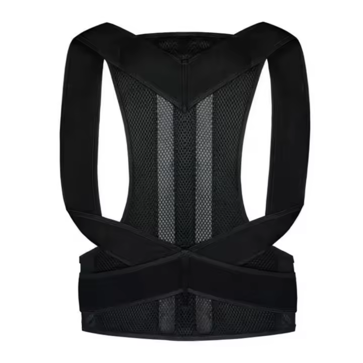 Corrector de postura Unisex, cinturón de seguridad deportivo de neopreno y nailon, ajustable, soporte para la espalda, color negro - 1