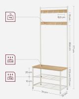 Perchero con Estante para Zapatos, Mueble de Entrada con Banco, 3 en 1, Marco de Acero, para Entrada y Pasillo, 32 x 70 x 177 cm, Estilo Industrial, Marrón Castaño y Negro HSR041B41 - details 24