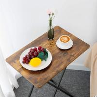 Mesa Plegable Ajustable de Altura Estilo Rústico Marrón Ideal para Sofá y Escritorio Portátil - details 8