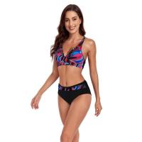 Traje de Baño de Dos Piezas Estilo Vintage Tanga Alto con Impresión Retro Material de Dacron - details 6