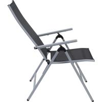 Silla de Jardín Plegable Monza, Silla Abatible de Aluminio y Textileno, Sillón de Balcón Respaldo Reclinable con 8 Posiciones, Plateado/Negro - details 28