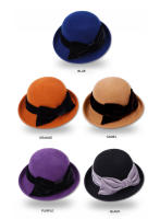 Gorra Elegante de Church Black para Mujer Gorra de Lana Fedora de Aro Ancho con Nudo de Moño Pelo Corporel Estilo Vintage Moda Lady Color Morado Primavera/Verano - details 0