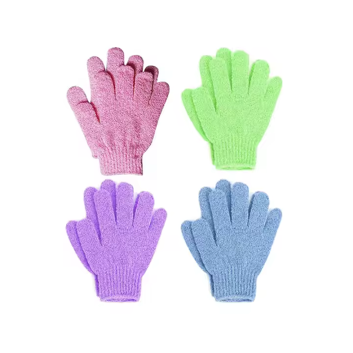 4 pares de guantes de baño para ducha, exfoliante, lavado de piel, Spa, masaje, limpiador corporal - 1