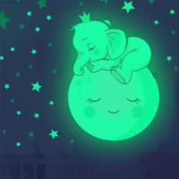 Pegatina de Pared Luminosita de Elefante de Luna Decoración de Habitación de Bebé Niños Brillando en la Oscuridad - details 3