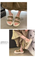 Otoño e invierno de gran tamaño, suela gruesa, correa de una palabra, zapatillas de lana de cordero engrosadas de terciopelo, zapatos térmicos, zapatillas con doble hebilla - details 6