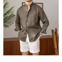 Camisa de Lino para Hombre Verano 2025 Cuello Henley Elegante Manga Larga Transpirable - details 9