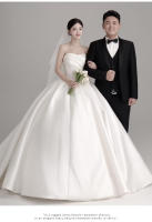 Vestido de novia ligero francés para mujer, nuevo estilo, satén, textura principal de alta calidad, cola pequeña, hilo de salida, 2025 - details 14