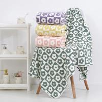Toallas de lana de Coral de secado rápido, juego de regalo de baño con estampado de flores bordadas, engrosamiento de baño de playa alargado - details 3