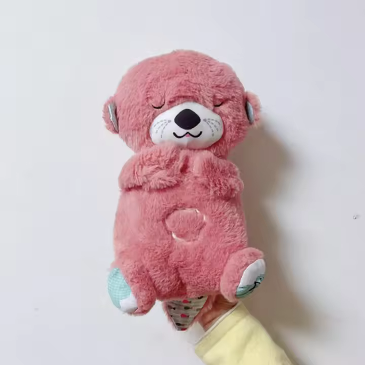 Muñeco De Peluche Bebé Oso Suave Con Música Y Luz Para Compañero De Sueño calma la lontra Juguetes Para Niños Regalos - 1